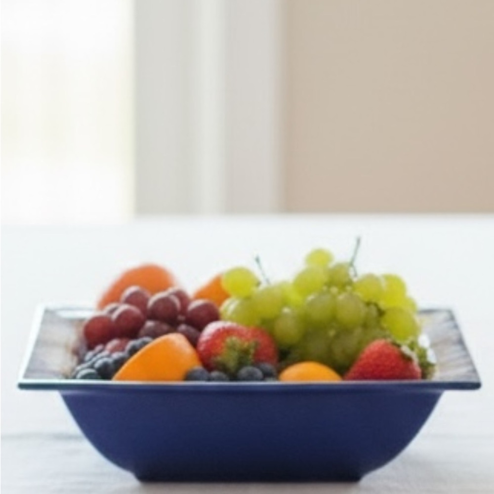 Artistic Blue and Yellow Square Bowl
